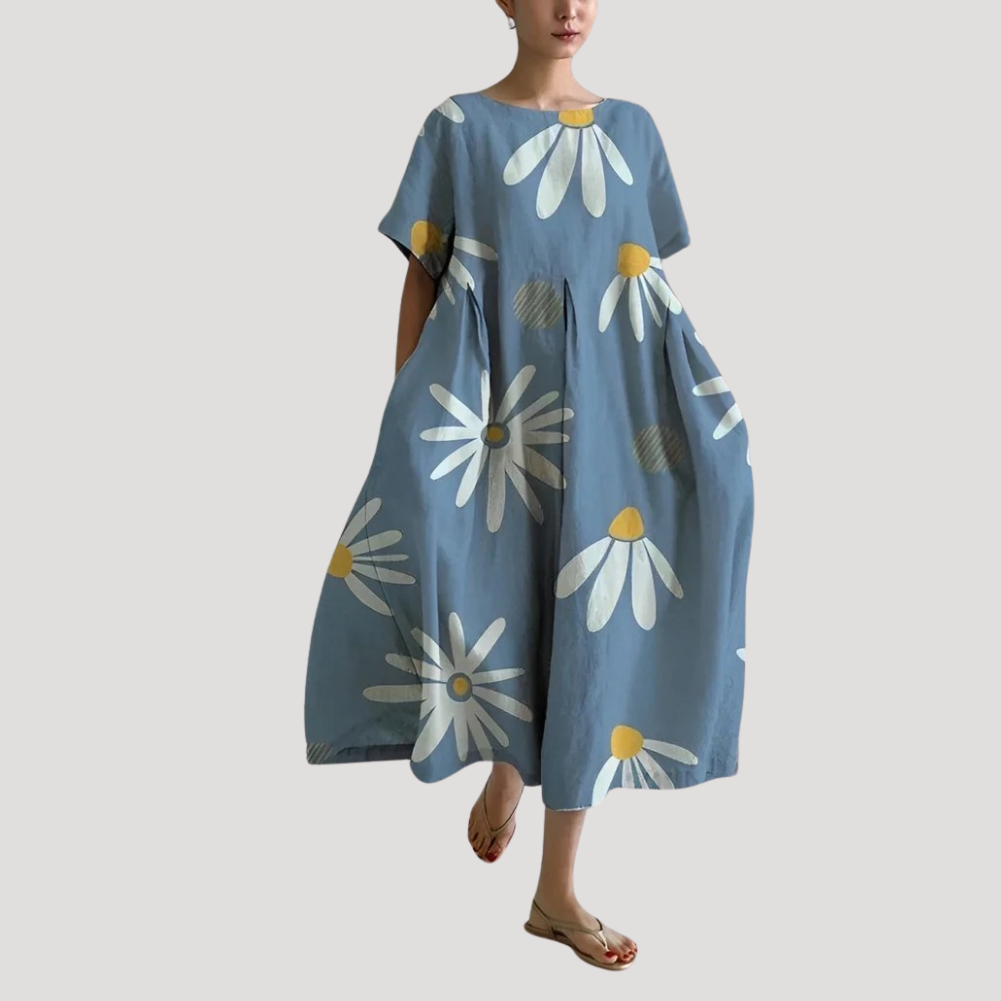 Women's Maxi Dress Floral Casual Loose Short Sleeve