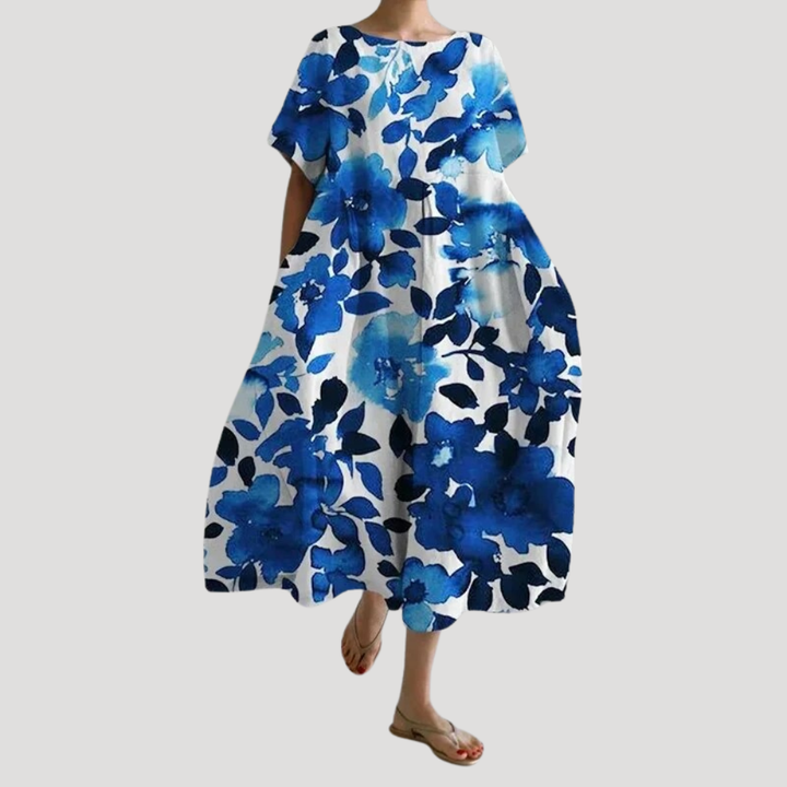 Women's Maxi Dress Floral Casual Loose Short Sleeve