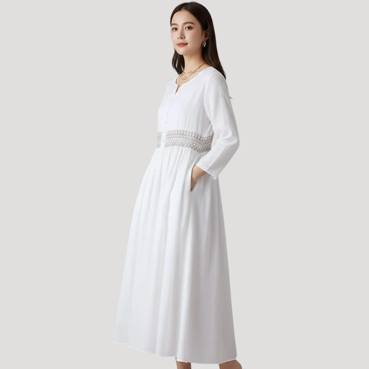 Women's Maxi Dress Long Sleeve Round Neck A Line Casual