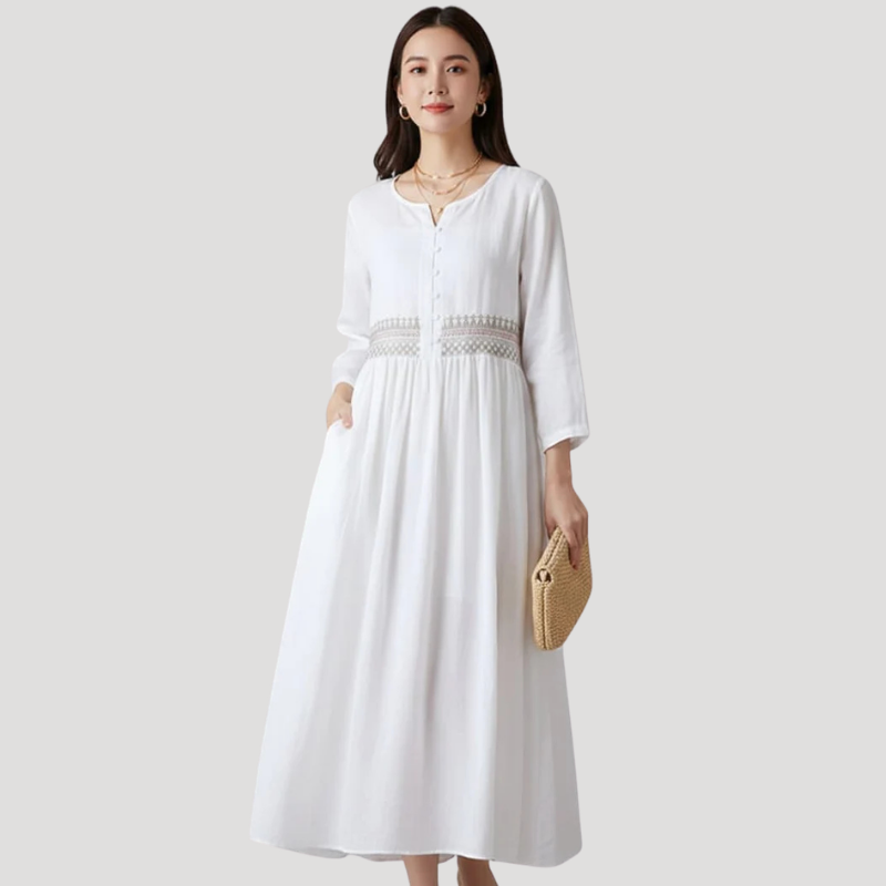 Women's Maxi Dress Long Sleeve Round Neck A Line Casual