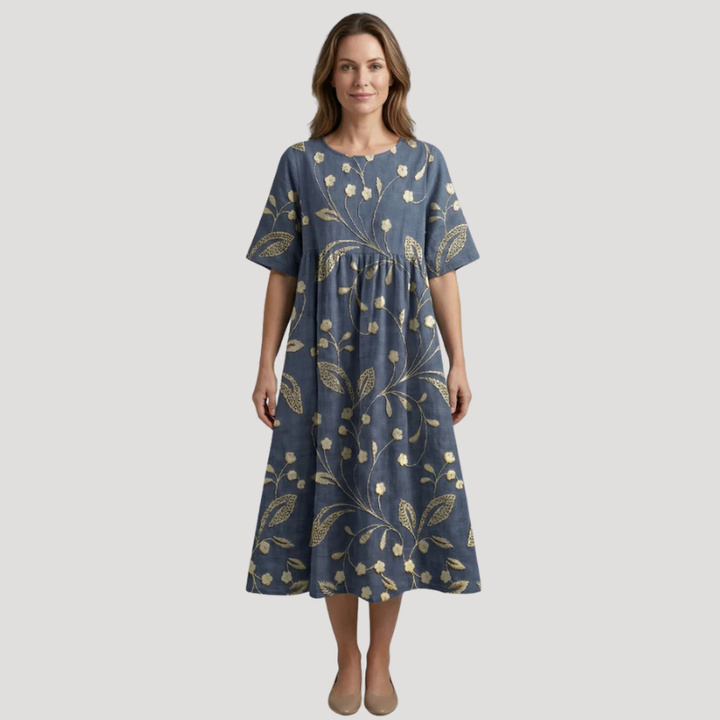Women's Dress Floral Midi A Line Short Sleeve Casual Summer