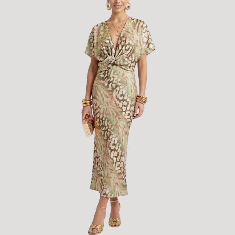 Women's Dress Printed Midi Wrap V Neck Short Sleeve