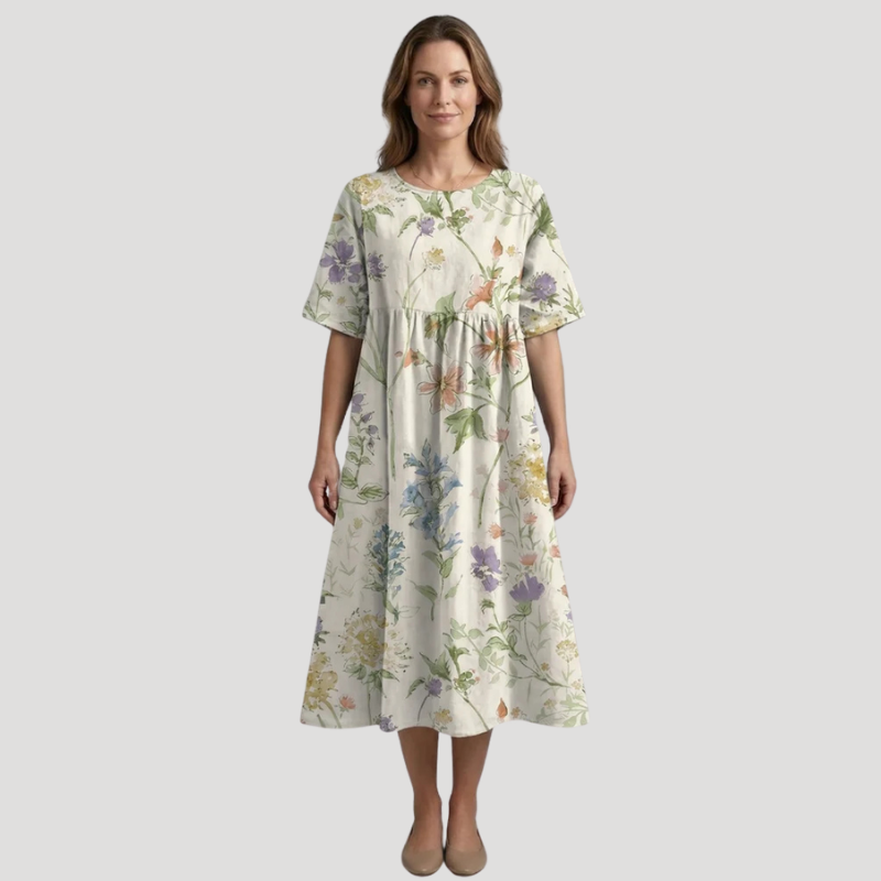 Women's Dress Floral Midi A Line Short Sleeve Casual Summer