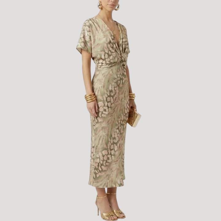 Women's Dress Printed Midi Wrap V Neck Short Sleeve