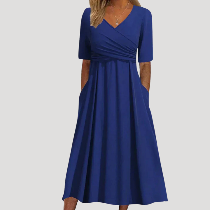 Women's Midi Dress Wrap V Neck A Line Occasion Wear
