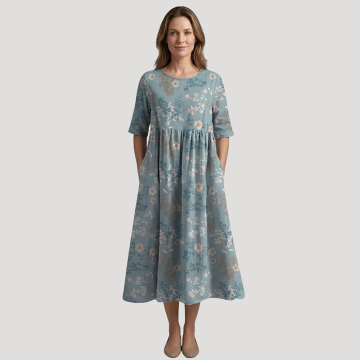Women's Dress Floral Midi A Line Short Sleeve Casual Summer