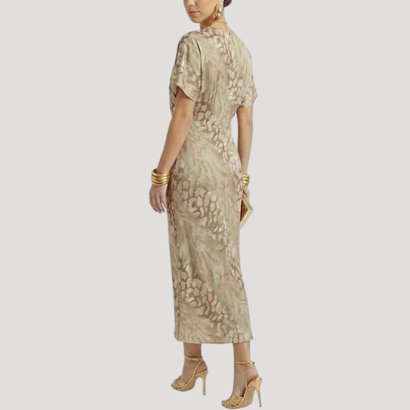 Women's Dress Printed Midi Wrap V Neck Short Sleeve