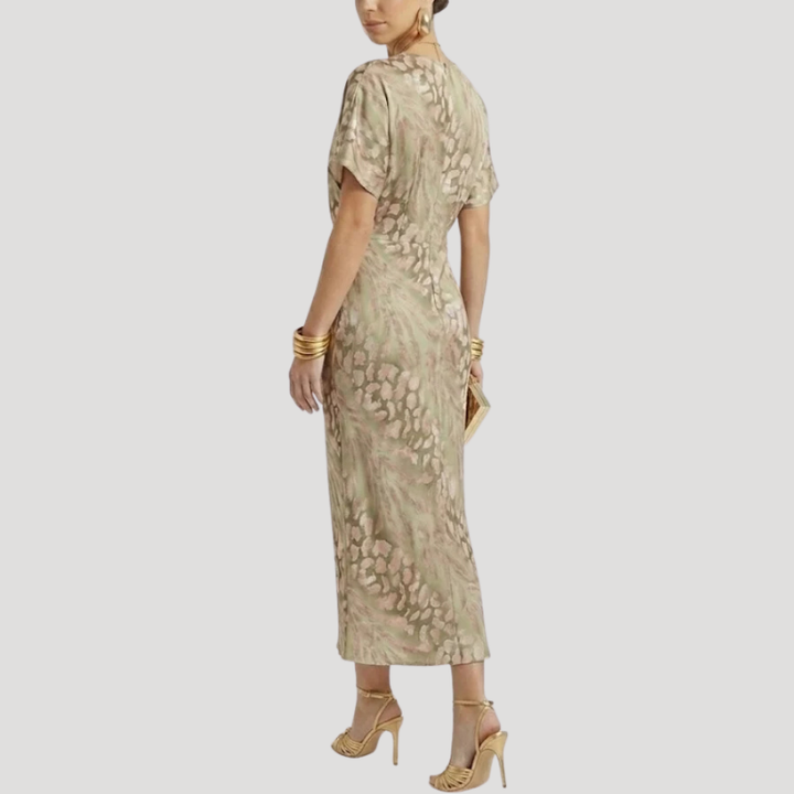 Women's Dress Printed Midi Wrap V Neck Short Sleeve