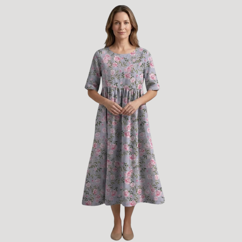 Women's Dress Floral Midi A Line Short Sleeve Casual Summer