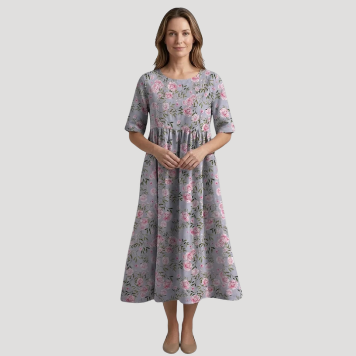 Women's Dress Floral Midi A Line Short Sleeve Casual Summer