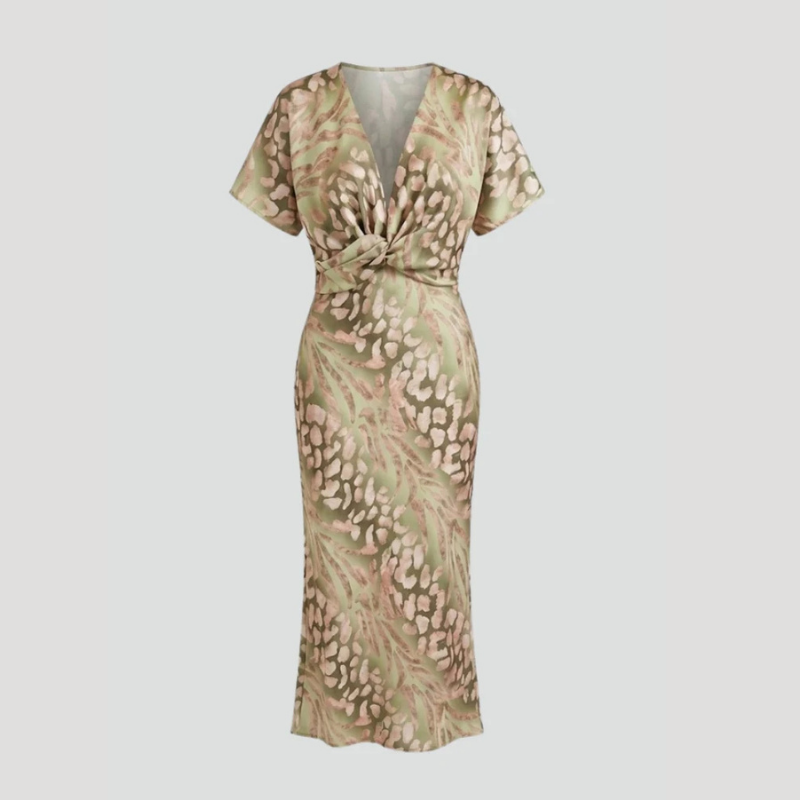 Women's Dress Printed Midi Wrap V Neck Short Sleeve