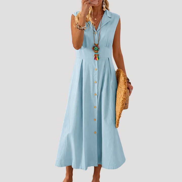 Women's Summer Dress Maxi Sleeveless V-Neck A Line