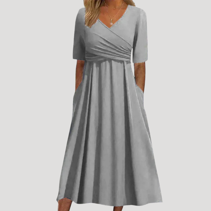 Women's Midi Dress Wrap V Neck A Line Occasion Wear