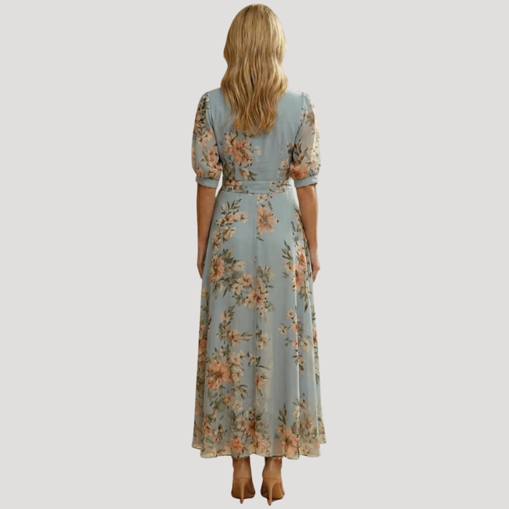 Women's Dress Floral Midi Wrap V Neck Short Sleeve Summer