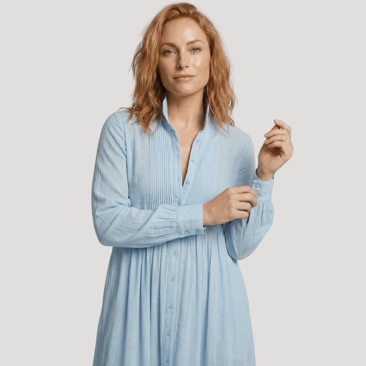 Women's Maxi Shirt Dress Long Sleeve Collared Flowy Casual