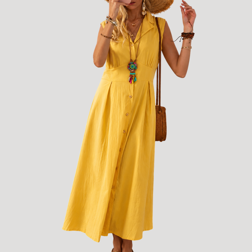 Women's Summer Dress Maxi Sleeveless V-Neck A Line