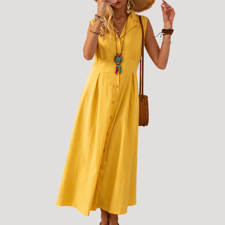 Women's Summer Dress Maxi Sleeveless V-Neck A Line