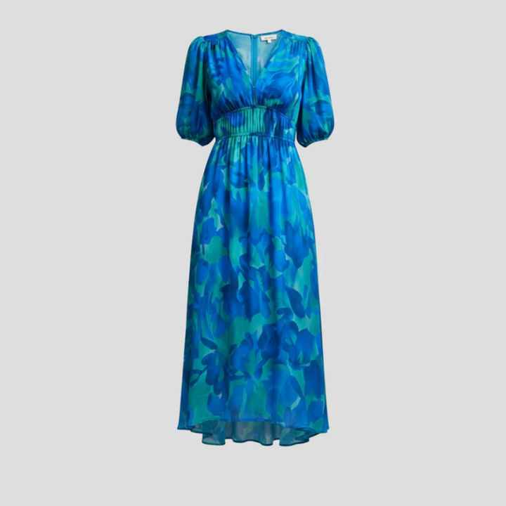Women's Dress Floral Midi Wrap V Neck Short Sleeve Casual