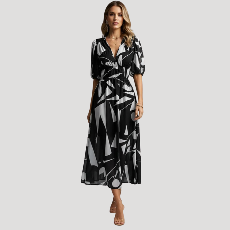 Women's Dress Floral Midi Wrap V Neck Short Sleeve Casual
